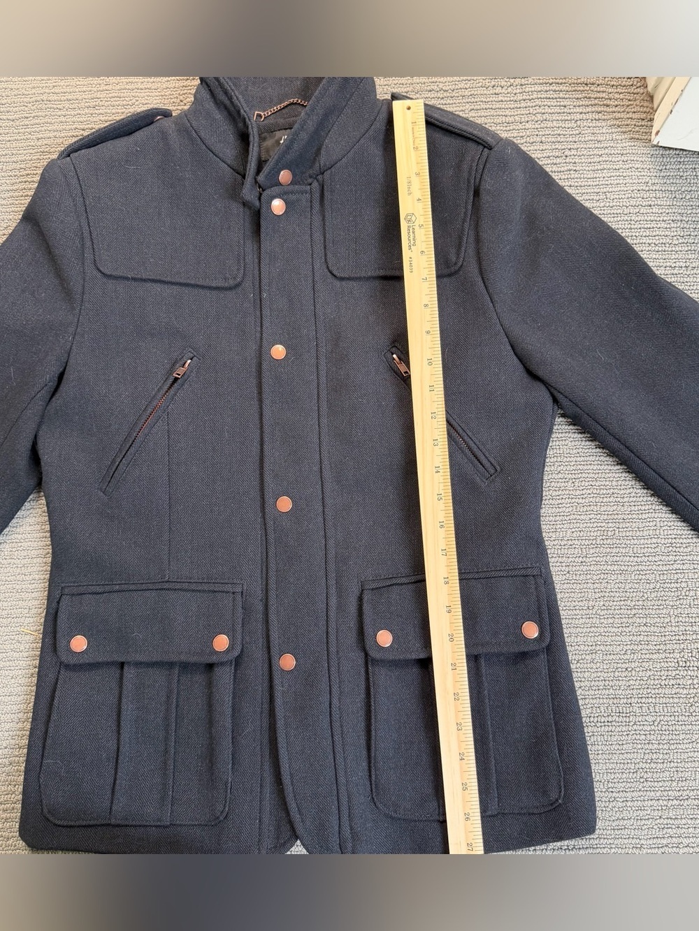 H&M Men's Military Style Black Field Jacket - Size 36R - Picture 7 of 11